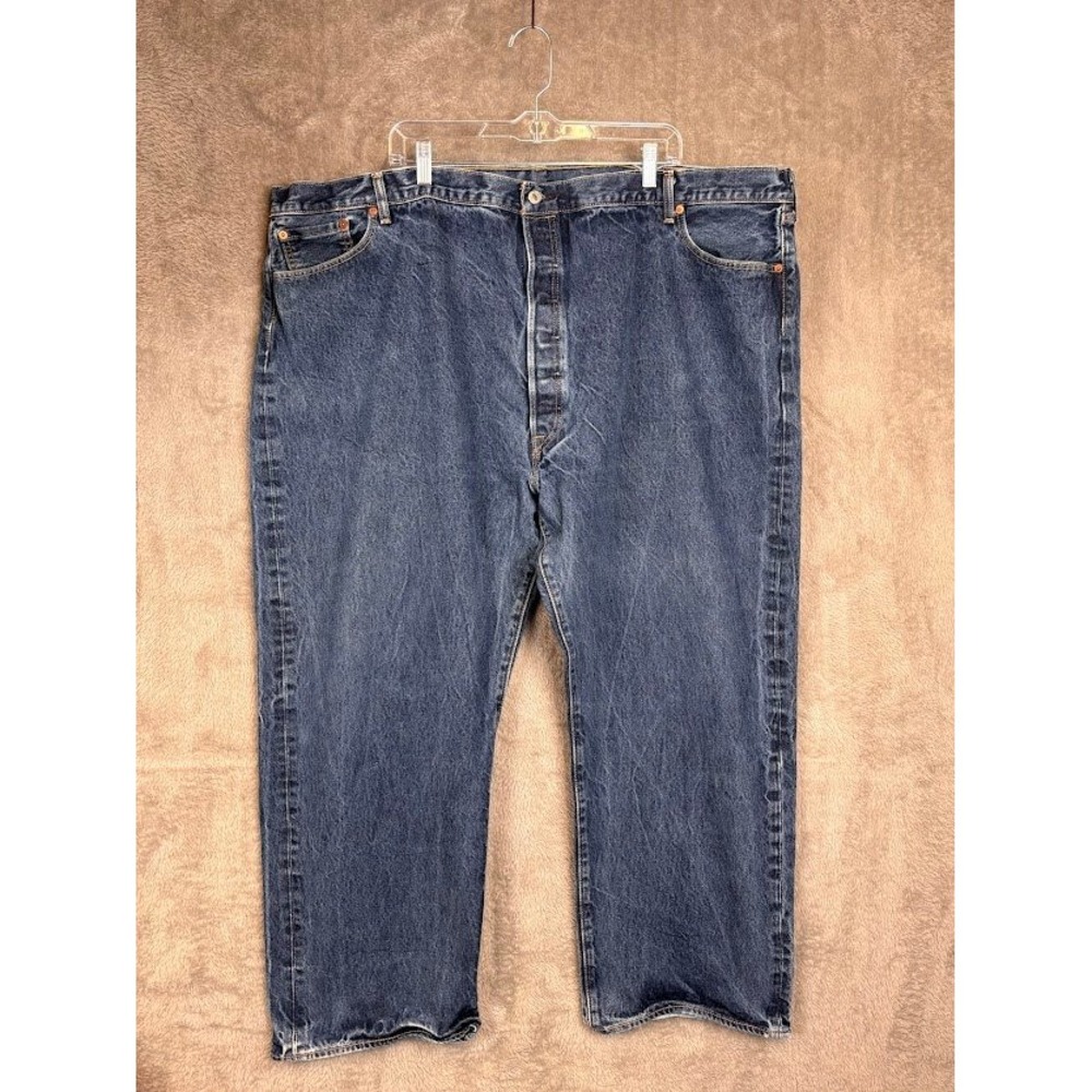 Levis 501 Original Fit Mens Blue Denim Straight Leg Button Fly Jeans 50x28